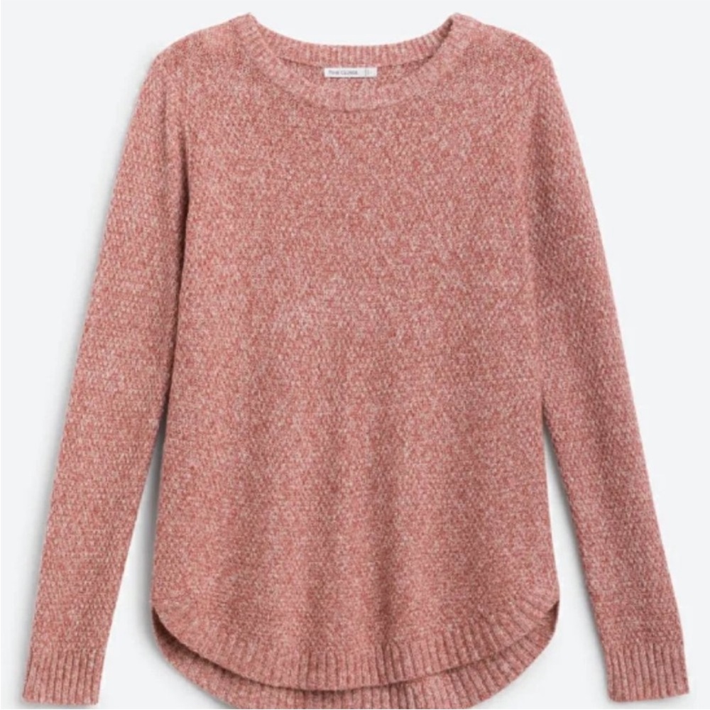 Pink Clover Ribbed Crewneck Sweater in Dusty Rose